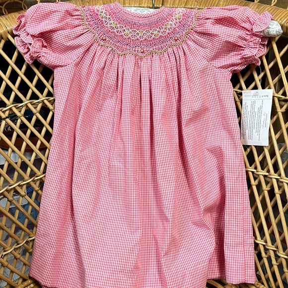 NWT Rosalina Collections Check Smocked Baby Girl Dress 12 Mnths - Picture 2 of 7